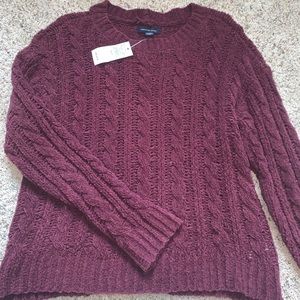 American Eagle burgundy sweater.